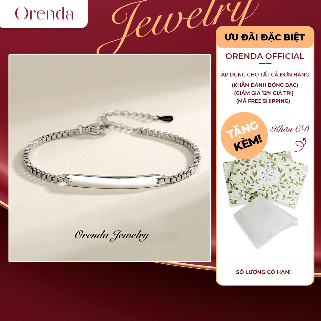 Vòng tay mặt bạc Orenda tỏa sáng cá tính sáng bóng bền màu tinh tế