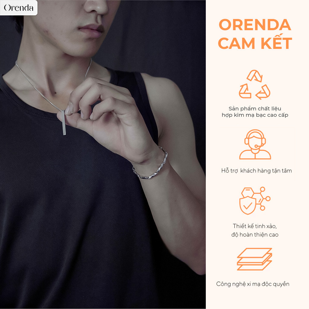 Vòng tay bạc Orenda Mobius xoắn cá tính mạnh mẽ phụ kiện thời trang nam